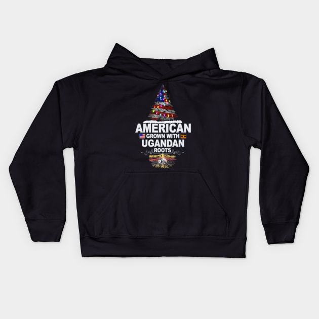 Christmas Tree  American Grown With Ugandan Roots - Gift for Ugandan From Uganda Kids Hoodie by Country Flags